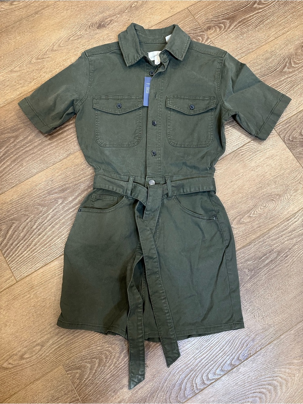 Universal Thread Olive Green Utility Romper with belt 0 military minimalist